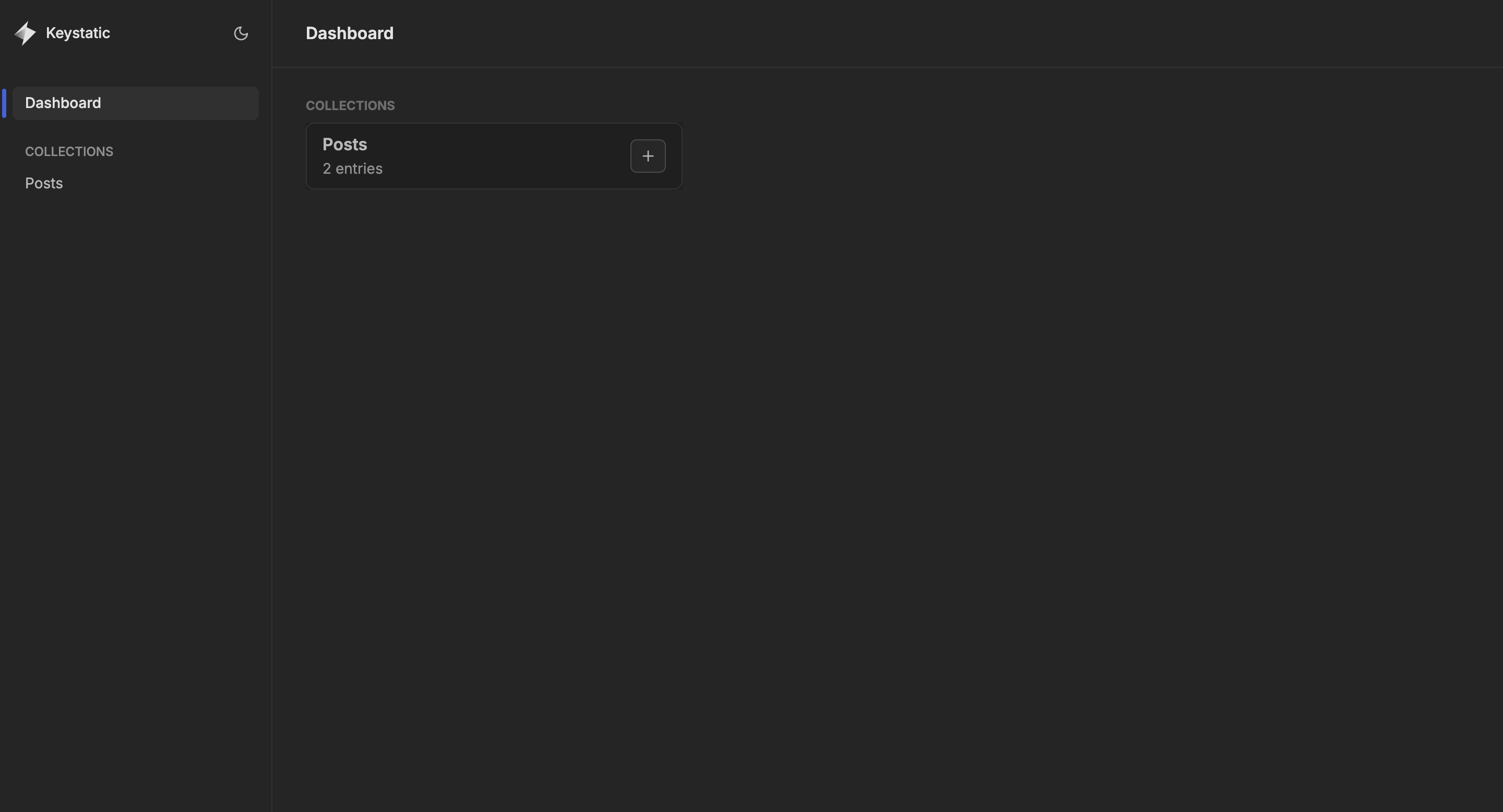 Keystaticダッシュボード画面画像1枚目