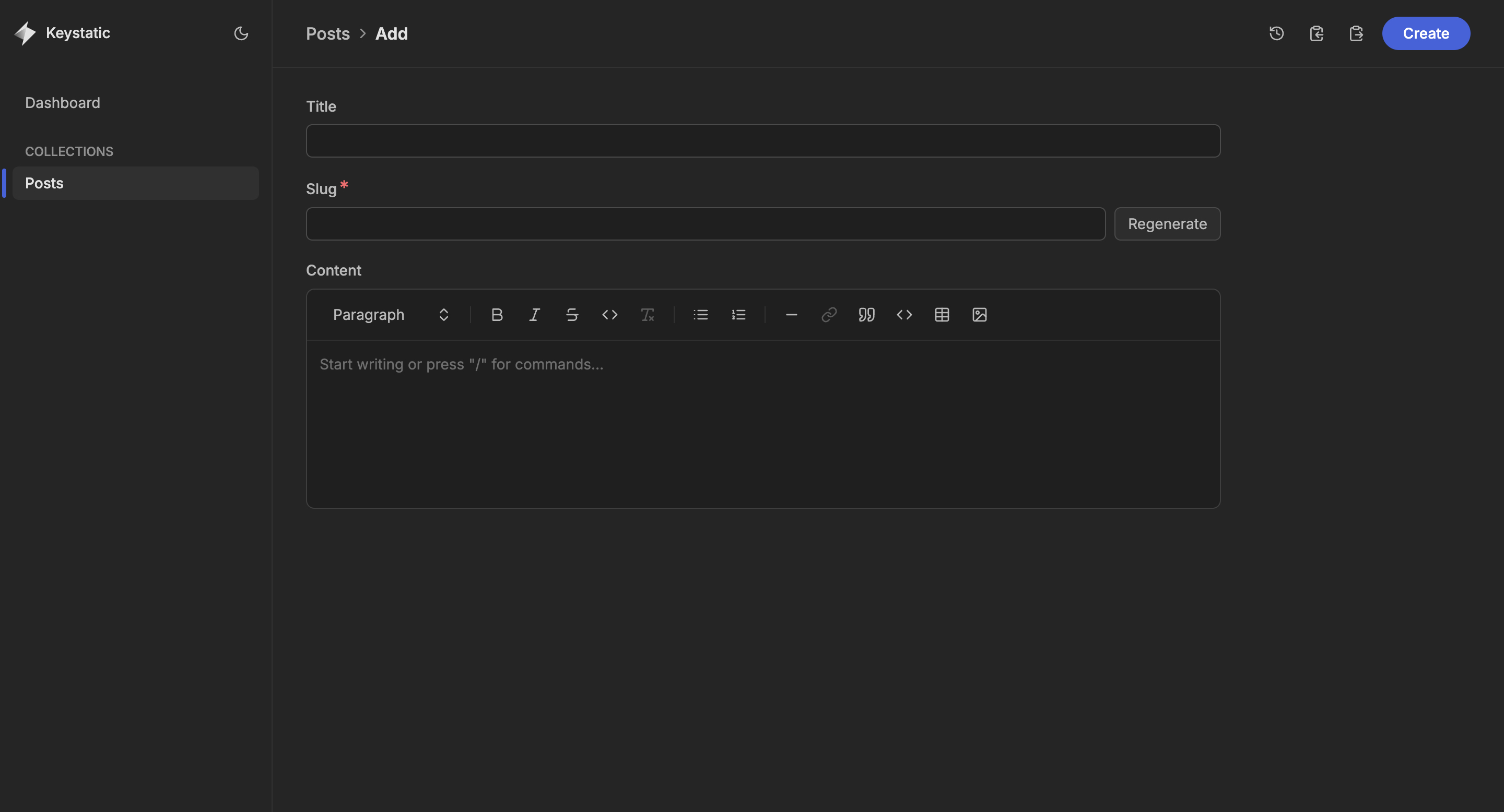 Keystaticダッシュボード画面画像2枚目