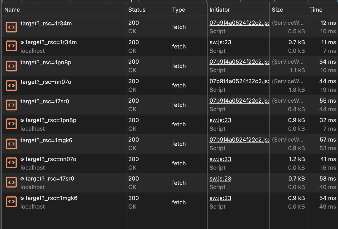Next.js Prefetch の様子